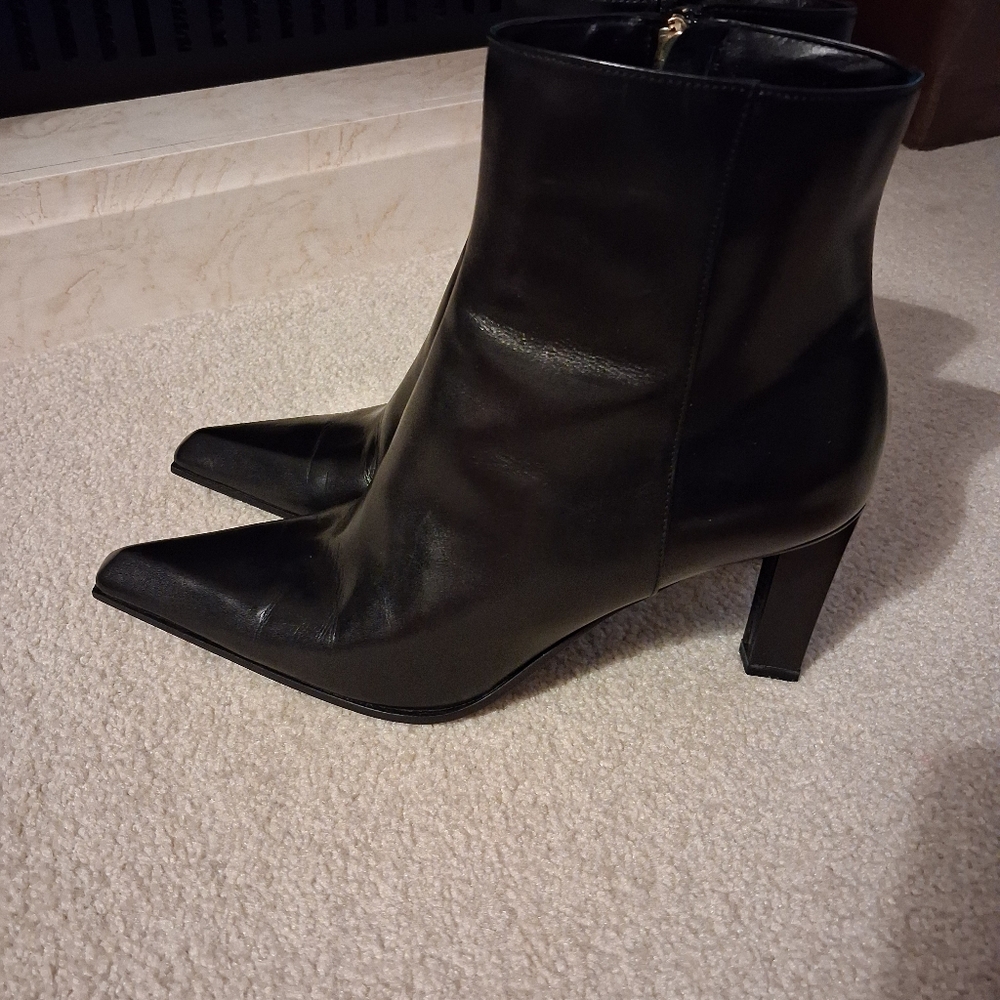 NWT VTG Carolyn Bessette Black Leather Short Boots by Michel Perry - Picture 3 of 16